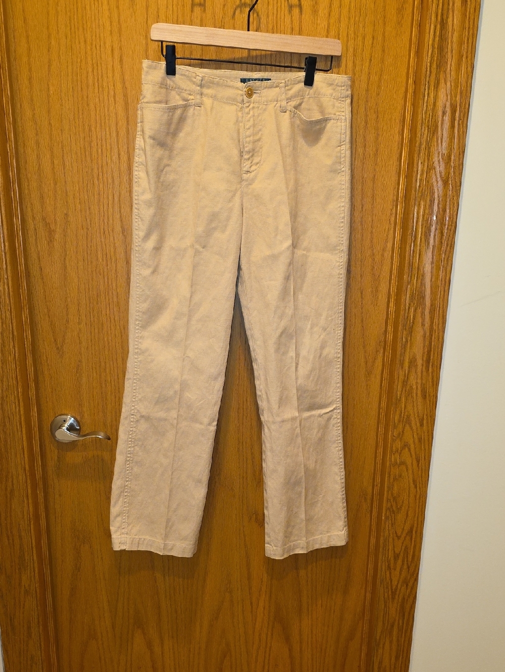 Ralph Lauren Petite Tan Casual Linen Trousers